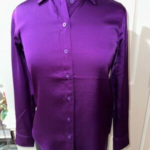RALPH LAUREN BLACK LABEL, WOMENS DESIGNER PURPLE BLOUSE    Size: PXS